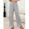 imageANRABESS Womens Striped Gingham Pants 2026 Pajama Drawstring Wide Leg Lounge Plaid Pants Cute Casual Trousers with PocketsBlack White Stripe