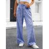 imageANRABESS Womens Striped Gingham Pants 2026 Pajama Drawstring Wide Leg Lounge Plaid Pants Cute Casual Trousers with PocketsBlue White Plaid