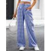 imageANRABESS Womens Striped Gingham Pants 2026 Pajama Drawstring Wide Leg Lounge Plaid Pants Cute Casual Trousers with PocketsBlue White Plaid
