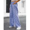 imageANRABESS Womens Striped Gingham Pants 2026 Pajama Drawstring Wide Leg Lounge Plaid Pants Cute Casual Trousers with PocketsBlue White Plaid