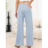 imageANRABESS Womens Striped Gingham Pants 2026 Pajama Drawstring Wide Leg Lounge Plaid Pants Cute Casual Trousers with PocketsBlue White Stripe