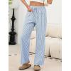 imageANRABESS Womens Striped Gingham Pants 2026 Pajama Drawstring Wide Leg Lounge Plaid Pants Cute Casual Trousers with PocketsBlue White Stripe
