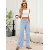 imageANRABESS Womens Striped Gingham Pants 2026 Pajama Drawstring Wide Leg Lounge Plaid Pants Cute Casual Trousers with PocketsBlue White Stripe