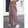 imageANRABESS Womens Striped Gingham Pants 2026 Pajama Drawstring Wide Leg Lounge Plaid Pants Cute Casual Trousers with PocketsBrown White Plaid