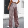imageANRABESS Womens Striped Gingham Pants 2026 Pajama Drawstring Wide Leg Lounge Plaid Pants Cute Casual Trousers with PocketsBrown White Plaid