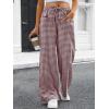 imageANRABESS Womens Striped Gingham Pants 2026 Pajama Drawstring Wide Leg Lounge Plaid Pants Cute Casual Trousers with PocketsBrown White Plaid