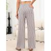 imageANRABESS Womens Striped Gingham Pants 2026 Pajama Drawstring Wide Leg Lounge Plaid Pants Cute Casual Trousers with PocketsBrown White Stripe