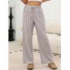 imageANRABESS Womens Striped Gingham Pants 2026 Pajama Drawstring Wide Leg Lounge Plaid Pants Cute Casual Trousers with PocketsBrown White Stripe