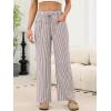 imageANRABESS Womens Striped Gingham Pants 2026 Pajama Drawstring Wide Leg Lounge Plaid Pants Cute Casual Trousers with PocketsBrown White Stripe