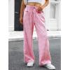 imageANRABESS Womens Striped Gingham Pants 2026 Pajama Drawstring Wide Leg Lounge Plaid Pants Cute Casual Trousers with PocketsPink White Plaid