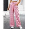 imageANRABESS Womens Striped Gingham Pants 2026 Pajama Drawstring Wide Leg Lounge Plaid Pants Cute Casual Trousers with PocketsPink White Plaid