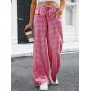 imageANRABESS Womens Striped Gingham Pants 2026 Pajama Drawstring Wide Leg Lounge Plaid Pants Cute Casual Trousers with PocketsRed White Plaid