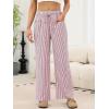 imageANRABESS Womens Striped Gingham Pants 2026 Pajama Drawstring Wide Leg Lounge Plaid Pants Cute Casual Trousers with PocketsRed White Stripe