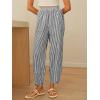 imageANRABESS Womens Striped Gingham Pants Summer Lounge Cute PJ Bottom Plaid Pants Casual Wide Leg Beach Trouser with PocketsBlack White Stripe