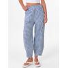 imageANRABESS Womens Striped Gingham Pants Summer Lounge Cute PJ Bottom Plaid Pants Casual Wide Leg Beach Trouser with PocketsBlue White Plaid