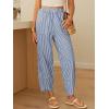 imageANRABESS Womens Striped Gingham Pants Summer Lounge Cute PJ Bottom Plaid Pants Casual Wide Leg Beach Trouser with PocketsBlue White Stripe