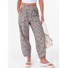 imageANRABESS Womens Striped Gingham Pants Summer Lounge Cute PJ Bottom Plaid Pants Casual Wide Leg Beach Trouser with PocketsBrown White Plaid