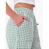 imageANRABESS Womens Striped Gingham Pants Summer Lounge Cute PJ Bottom Plaid Pants Casual Wide Leg Beach Trouser with PocketsGreen White Plaid