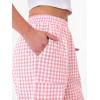 imageANRABESS Womens Striped Gingham Pants Summer Lounge Cute PJ Bottom Plaid Pants Casual Wide Leg Beach Trouser with PocketsPink White Plaid