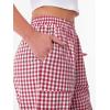 imageANRABESS Womens Striped Gingham Pants Summer Lounge Cute PJ Bottom Plaid Pants Casual Wide Leg Beach Trouser with PocketsRed White Plaid
