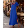 imageANRABESS Womens Summer Casual Maxi Dress Short Sleeve Crewneck Split WrinkleFree Travel Long Sundress Beach Vacation ClothesRoyal Blue