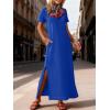 imageANRABESS Womens Summer Casual Maxi Dress Short Sleeve Crewneck Split WrinkleFree Travel Long Sundress Beach Vacation ClothesRoyal Blue