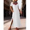 imageANRABESS Womens Summer Casual Maxi Dress Short Sleeve Crewneck Split WrinkleFree Travel Long Sundress Beach Vacation ClothesWhite