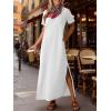 imageANRABESS Womens Summer Casual Maxi Dress Short Sleeve Crewneck Split WrinkleFree Travel Long Sundress Beach Vacation ClothesWhite