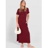 imageANRABESS Womens Summer Casual Maxi Dress Short Sleeve Crewneck Split WrinkleFree Travel Long Sundress Beach Vacation ClothesWine Red