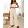 imageANRABESS Womens Wide Leg Linen Pants Summer Boho Casual Elastic Waist Long Lounge Travel Pants Trousers with PocketsApricot