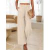 imageANRABESS Womens Wide Leg Linen Pants Summer Boho Casual Elastic Waist Long Lounge Travel Pants Trousers with PocketsApricot