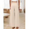 imageANRABESS Womens Wide Leg Linen Pants Summer Boho Casual Elastic Waist Long Lounge Travel Pants Trousers with PocketsApricot