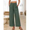 imageANRABESS Womens Wide Leg Linen Pants Summer Boho Casual Elastic Waist Long Lounge Travel Pants Trousers with PocketsArmy Green