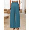 imageANRABESS Womens Wide Leg Linen Pants Summer Boho Casual Elastic Waist Long Lounge Travel Pants Trousers with PocketsLake Blue