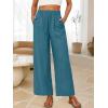 imageANRABESS Womens Wide Leg Linen Pants Summer Boho Casual Elastic Waist Long Lounge Travel Pants Trousers with PocketsLake Blue