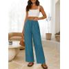 imageANRABESS Womens Wide Leg Linen Pants Summer Boho Casual Elastic Waist Long Lounge Travel Pants Trousers with PocketsLake Blue
