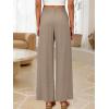 imageANRABESS Womens Wide Leg Linen Pants Summer Boho Casual Elastic Waist Long Lounge Travel Pants Trousers with PocketsLight Khaki