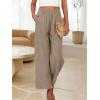 imageANRABESS Womens Wide Leg Linen Pants Summer Boho Casual Elastic Waist Long Lounge Travel Pants Trousers with PocketsLight Khaki