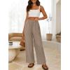 imageANRABESS Womens Wide Leg Linen Pants Summer Boho Casual Elastic Waist Long Lounge Travel Pants Trousers with PocketsLight Khaki