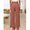 imageANRABESS Womens Wide Leg Linen Pants Summer Boho Casual Elastic Waist Long Lounge Travel Pants Trousers with PocketsRust Red