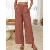 imageANRABESS Womens Wide Leg Linen Pants Summer Boho Casual Elastic Waist Long Lounge Travel Pants Trousers with PocketsRust Red