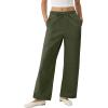 imageANRABESS Womens Wide Leg Palazzo Pants Summer Elastic Waist Loose Casual Lounge Travel Pants Spring Trousers with PocketsArmy Green