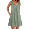 imageANRABESS Summer Dress for Women 2026 Casual Sleeveless Square Neck Ruffle Strap Beach Vacation Sundress with PocketsLight Green