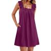 imageANRABESS Summer Dress for Women 2026 Casual Sleeveless Square Neck Ruffle Strap Beach Vacation Sundress with PocketsPurple