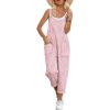 imageANRABESS Women Jumpsuits Casual Summer Overalls Loose Spaghetti Strap Romper Jumpers with Pockets 2026 Beach Vacation ClothesPink Floral