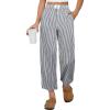 imageANRABESS Women Striped Gingham Palazzo Cropped Pants Wide Leg Pajama Lounge Pants Plaid PJ Bottoms Cute Trousers with PocketsBlack White Stripe