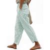 imageANRABESS Womens Striped Gingham Pants Summer Lounge Cute PJ Bottom Plaid Pants Casual Wide Leg Beach Trouser with PocketsGreen White Plaid