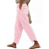 imageANRABESS Womens Striped Gingham Pants Summer Lounge Cute PJ Bottom Plaid Pants Casual Wide Leg Beach Trouser with PocketsPink White Plaid