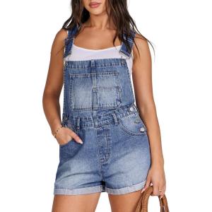 imageANRABESS Overalls for Women Denim Shorts Overalls 2026 Summer Casual Loose Fit Adjustable Rompers Jean jumpsuit Bib ShortallsA Washed Blue