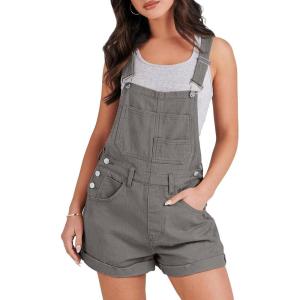 imageANRABESS Overalls for Women Denim Shorts Overalls 2026 Summer Casual Loose Fit Adjustable Rompers Jean jumpsuit Bib ShortallsDeep Gray